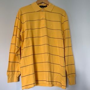 Nautica long sleeve polo shirt, Mens Medium, yellow with blue strips